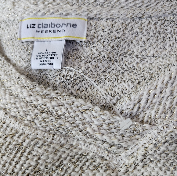 Liz claiborne Knit Tunic with a shiny gold thread. New without a tag . - Picture 5 of 6